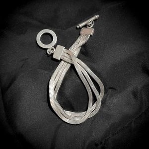 Sterling Silver Triple Snake Chain Bracelet with toggle clasp